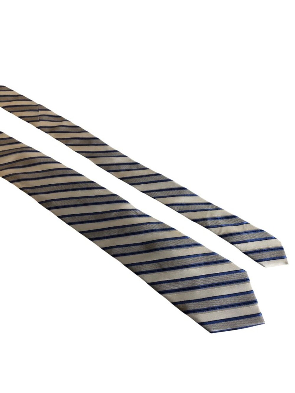 Calvin Klein Silk Tie Blue Gray Striped Mens Necktie Accessory Office Work Gift